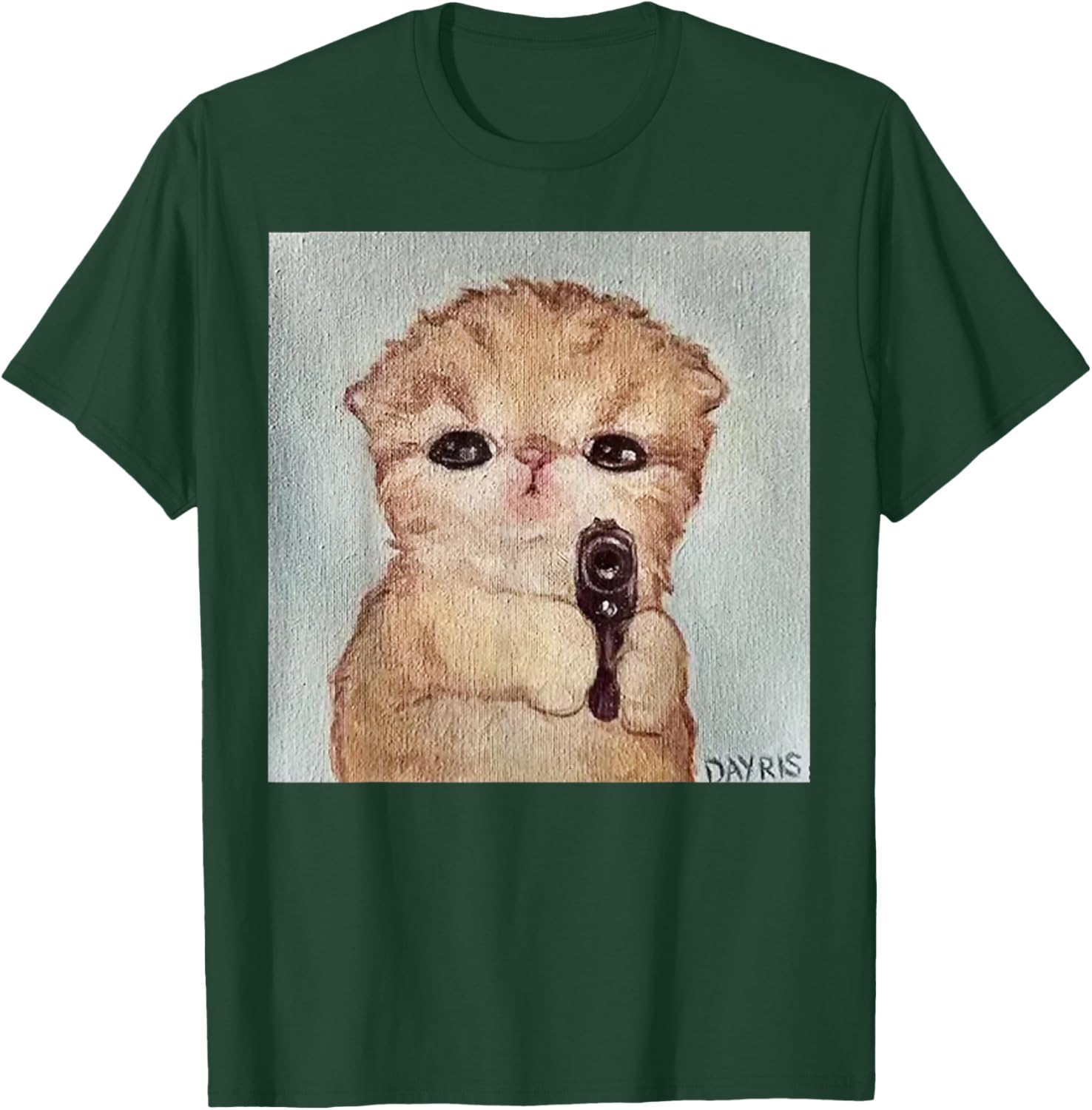 Angry Kitty with Gun Funny Cat Meme Kawaii Kitty Joke T-Shirt - T-Shirt | Forest