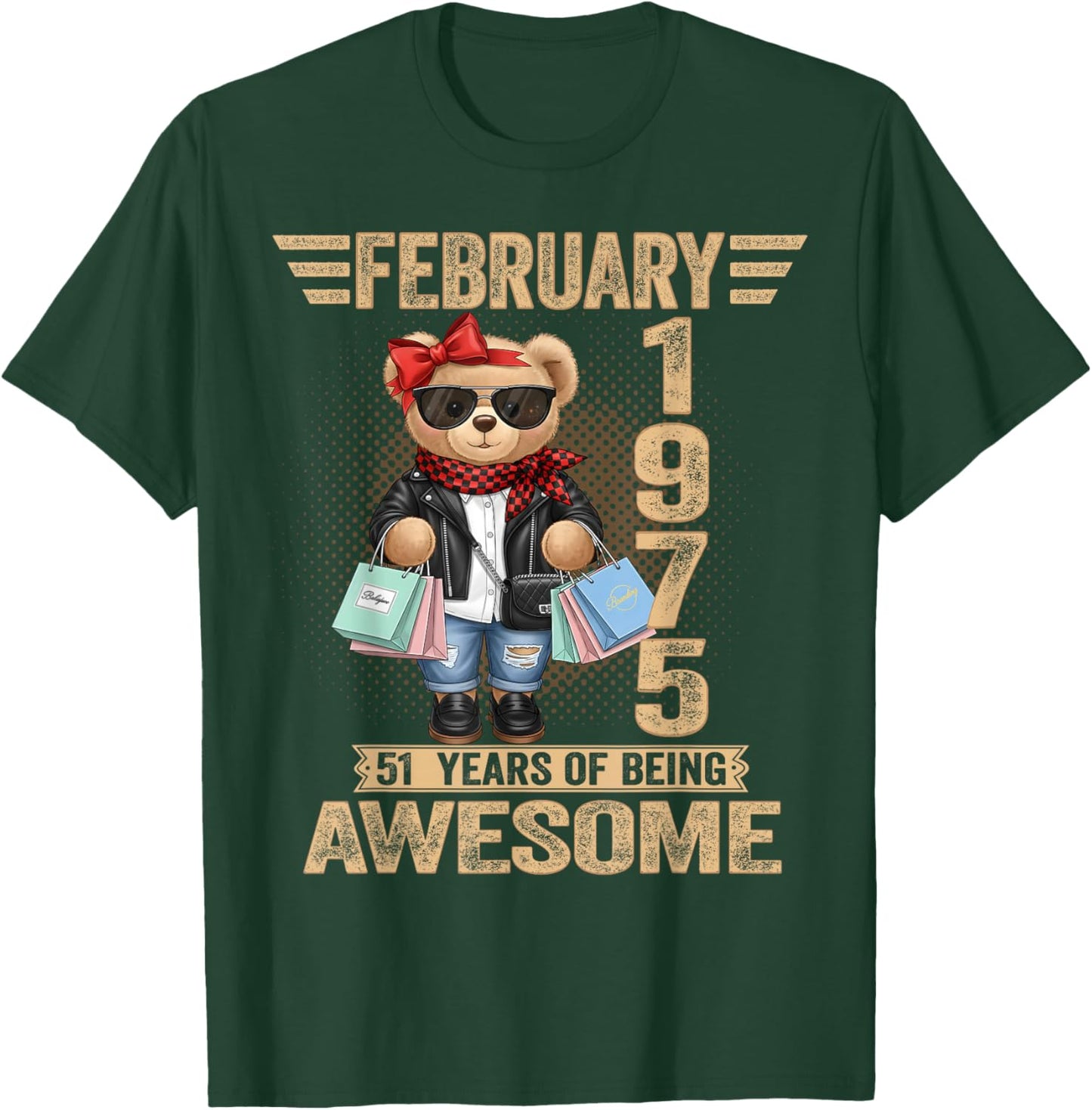 51 Year Old February 1975 Teddy Bear 51st Birthday Women T-Shirt - T-Shirt | Forest