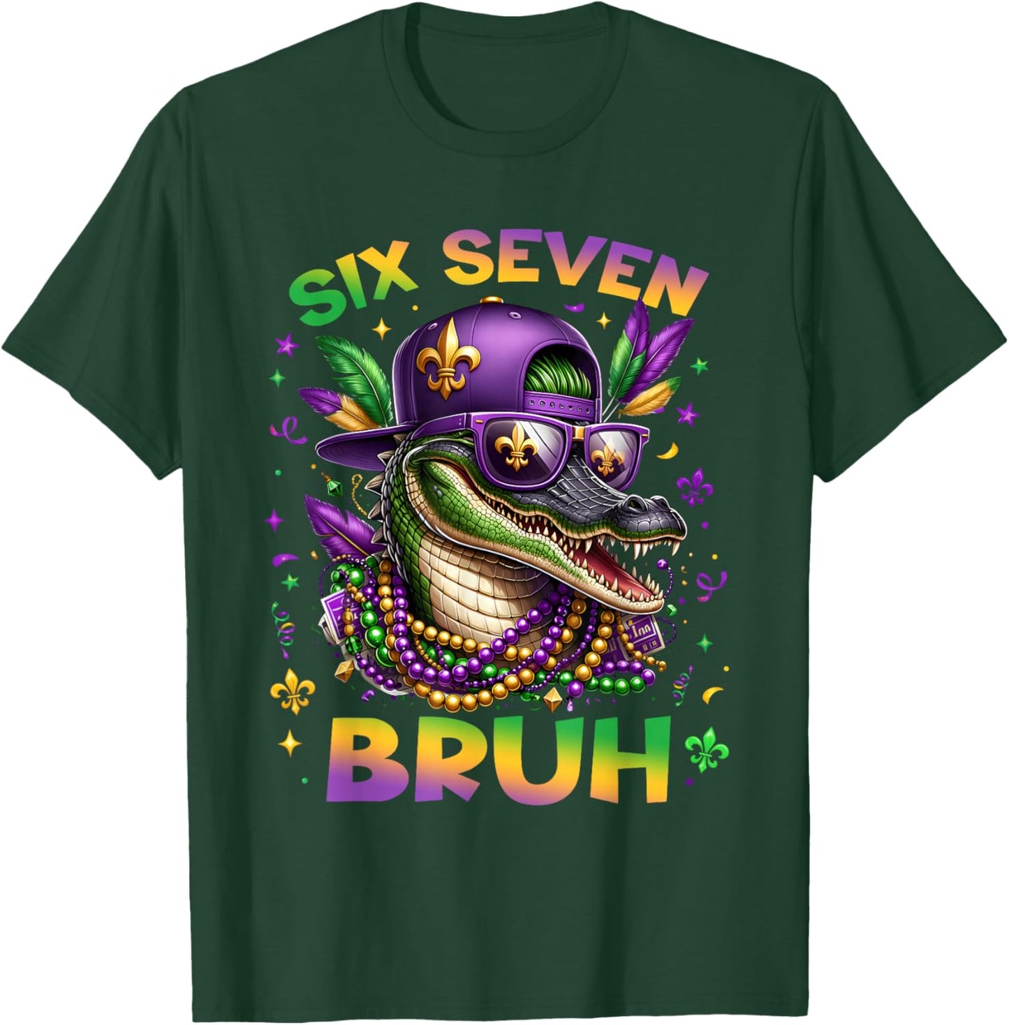 Mardi Gras Six Seven Bruh Mardigator Alligator 6 7 Meme Boys T-Shirt - T-Shirt | Forest