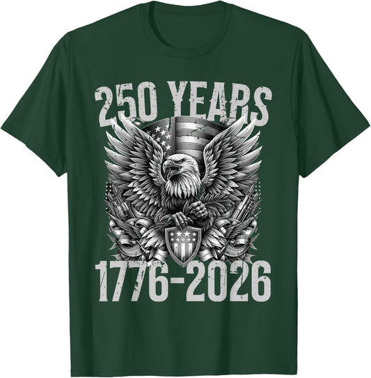 Pride in 250 Years of Freedom 1776-2026 Independence Day T-Shirt - T-Shirt | Forest