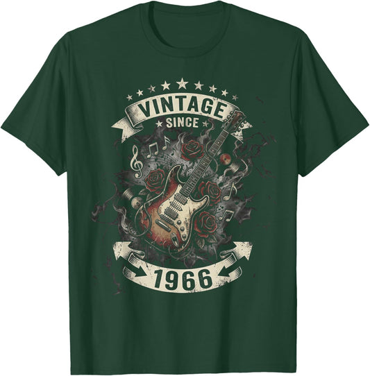 60th Birthday Vintage Since 1966 Guitar 60 Years Old T-Shirt - T-Shirt | Forest
