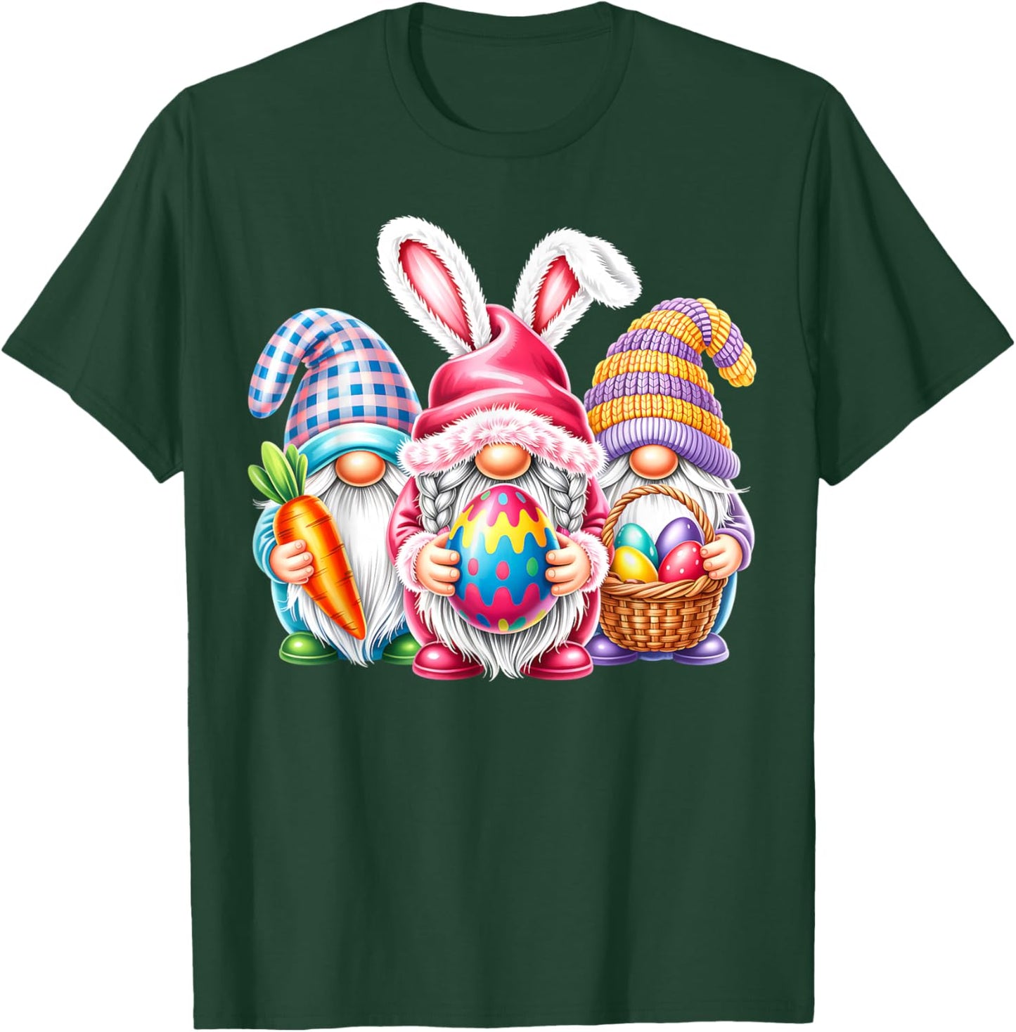 Easter Cute Gnomes Bunny Ears Egg Hunt Women Girls T-Shirt - T-Shirt | Forest