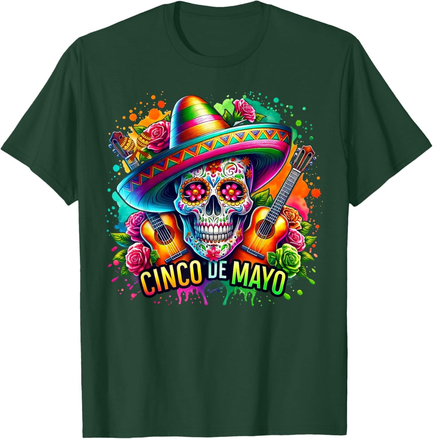 Cinco De Mayo Guitar San Antonio Mexican Party Let's Fiesta T-Shirt - T-Shirt | Forest