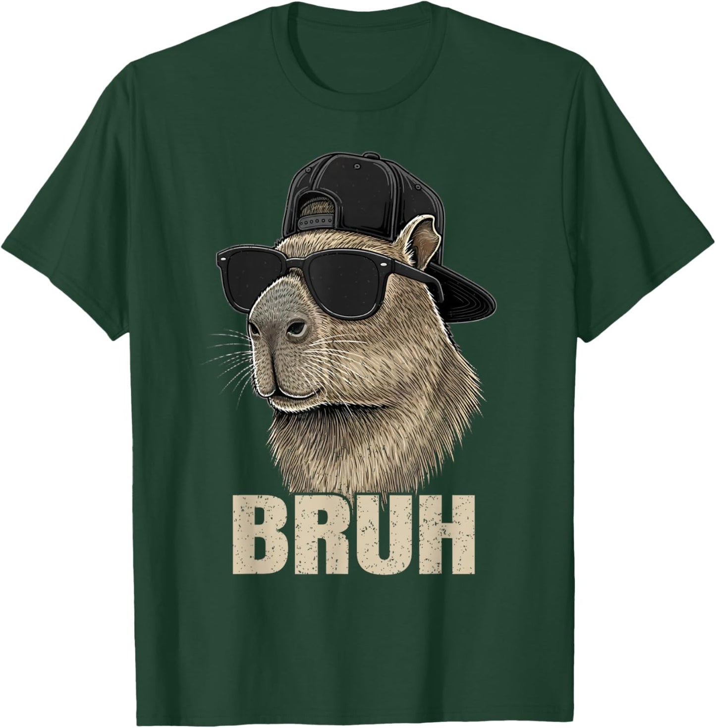 Cute Bruh Meme Capybara Lover Chill Sunglasses Boys T-Shirt - T-Shirt | Forest