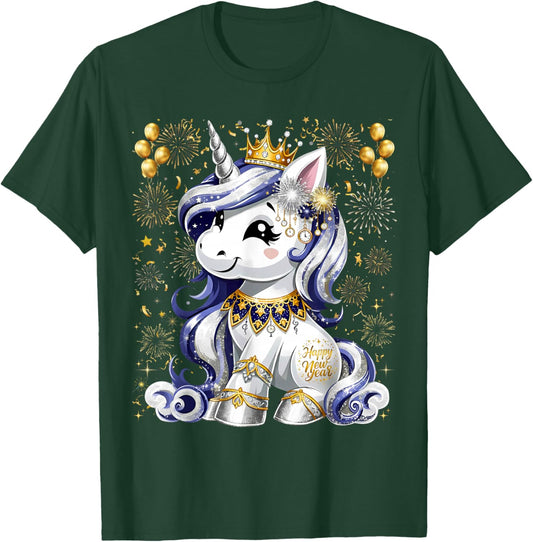 New Year's Eve Hello 2026 Happy New Year 2026 Unicorn T-Shirt - T-Shirt | Forest