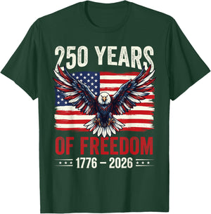 Retro 250 Years American 1776 2026 250th USA Years Men Women T-Shirt - T-Shirt | Forest