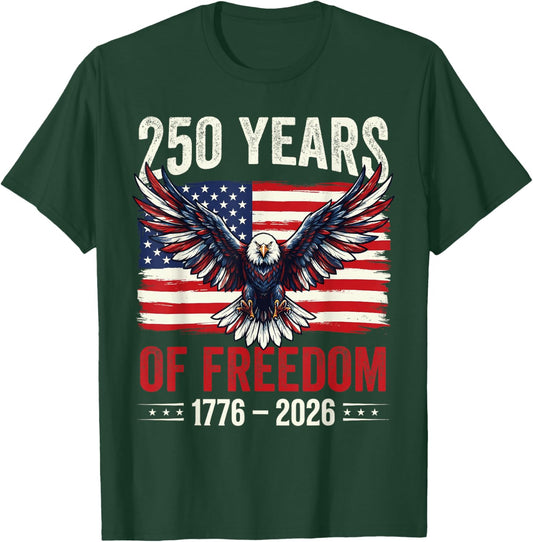 Retro 250 Years American 1776 2026 250th USA Years Men Women T-Shirt - T-Shirt | Forest