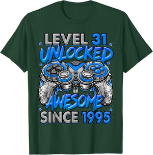 Level 31 Unlocked Awesome Since 1995 31st Birthday Gaming T-Shirt - T-Shirt | Forest