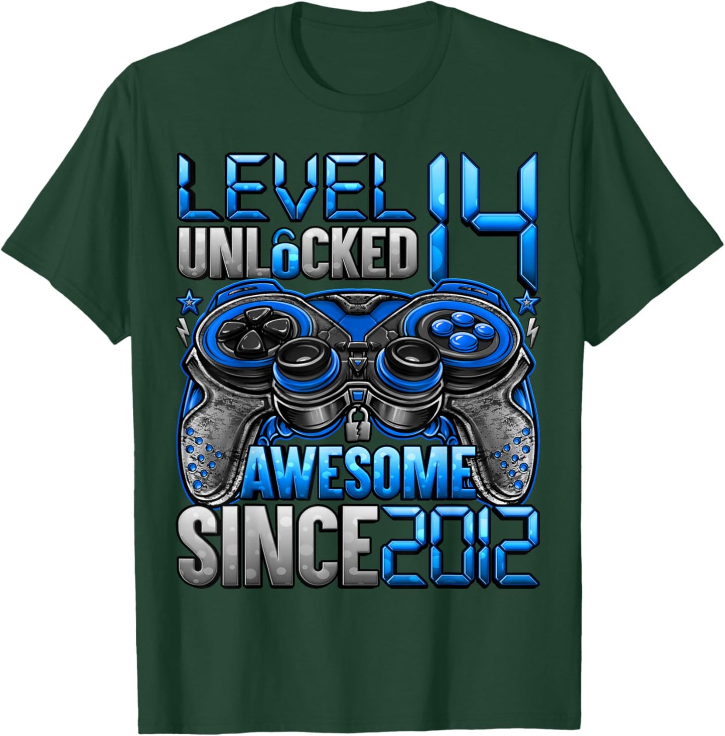 Level 14 Unlocked 14 Year Old Gifts Boys 14th Birthday Boy T-Shirt - T-Shirt | Forest