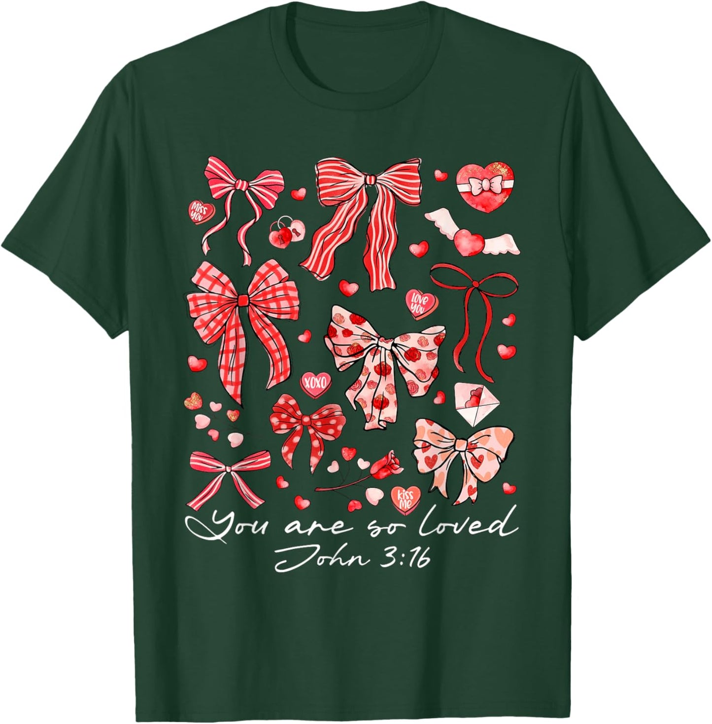 You are So Loved John 3:16 Christian Coquette Pink Bow T-Shirt - T-Shirt | Forest