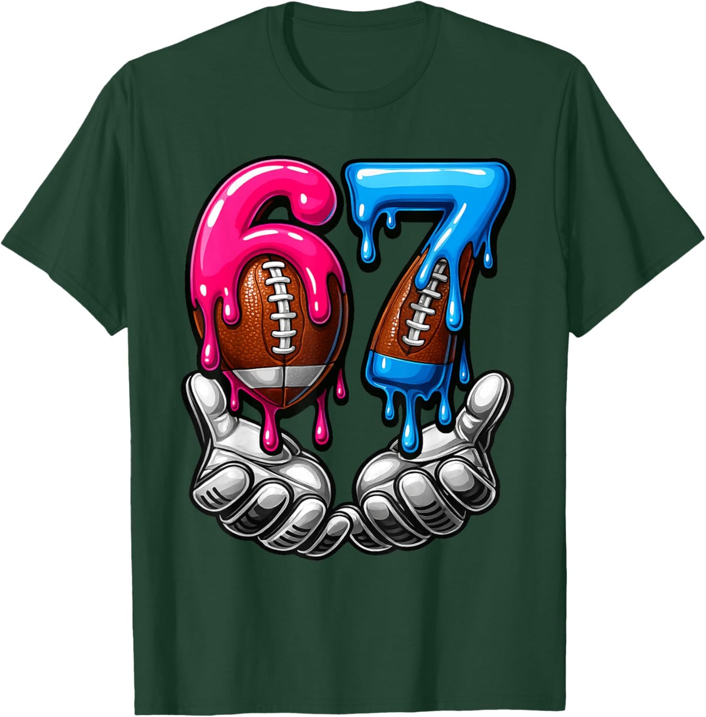 Football Six Seven Drip 67 Meme Funny 6-7 Football American T-Shirt - T-Shirt | Forest
