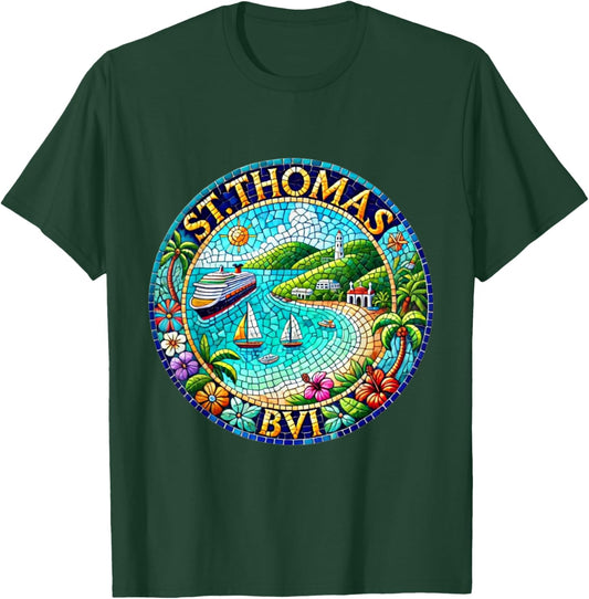 St Thomas BVI Cruise Port Destination T-Shirt - T-Shirt | Forest