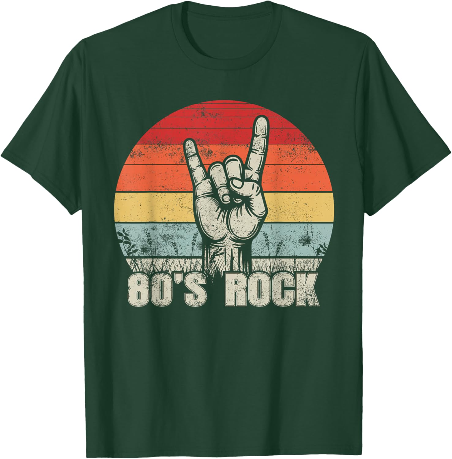 80's Rock Retro Outfit Hand Sign Vintage Style 1980s Party T-Shirt - T-Shirt | Forest