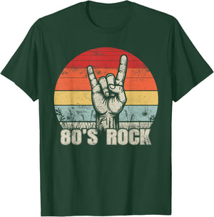 80's Rock Retro Outfit Hand Sign Vintage Style 1980s Party T-Shirt - T-Shirt | Forest