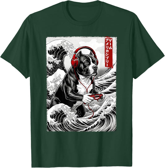 Japanese American Bully Gamer Playing Video Games Boys Girls T-Shirt - T-Shirt | Forest