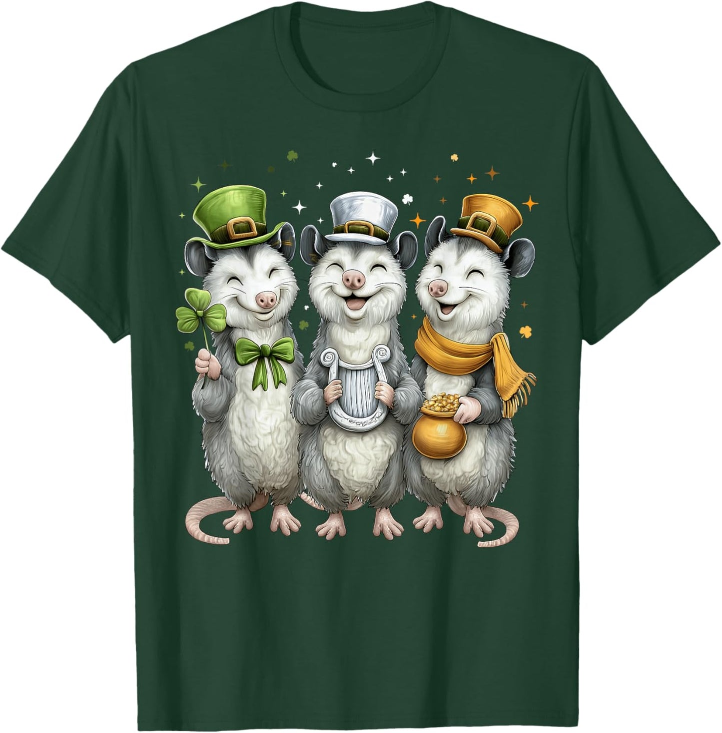 Opossum Possum Leprechaun Shamrock St. Patricks Day Ireland T-Shirt - T-Shirt | Forest