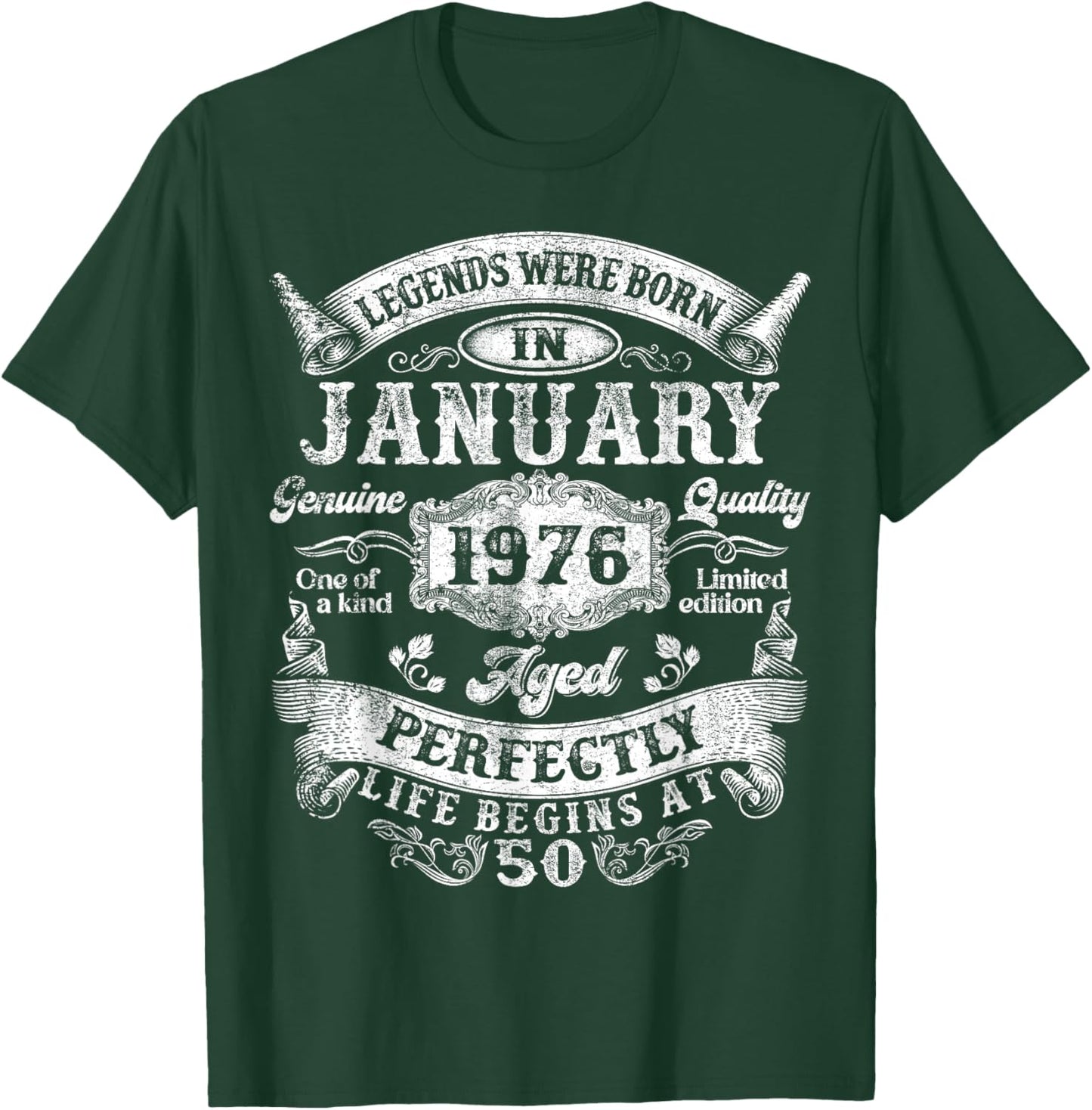 Legends Since January 1976 Vintage Retro 50th Birthday Men T-Shirt - T-Shirt | Forest