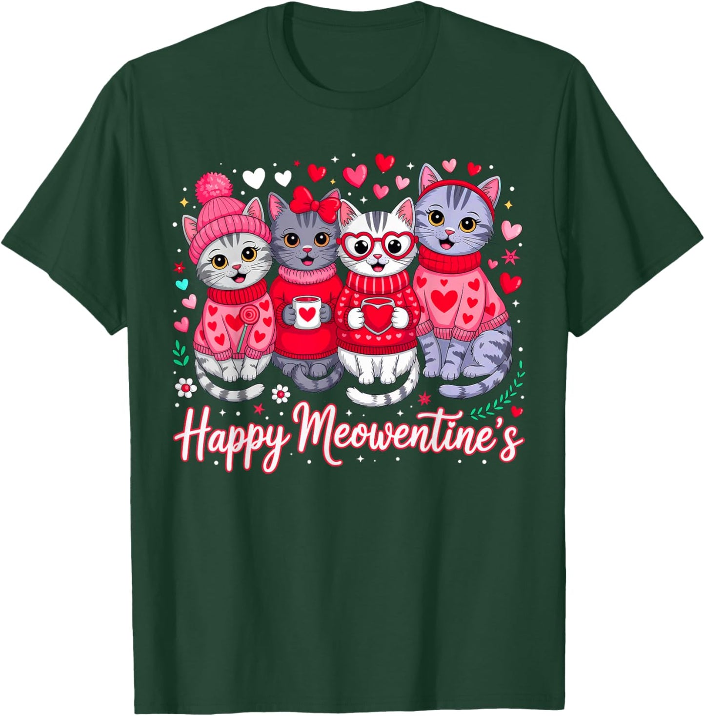 Happy Meowentines, Valentine Cat Lovers T-Shirt - T-Shirt | Forest