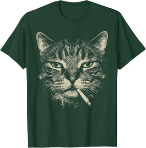 Funny Tabby Cat Smoking Cigarette Meme Vintage 90s Grunge T-Shirt - T-Shirt | Forest