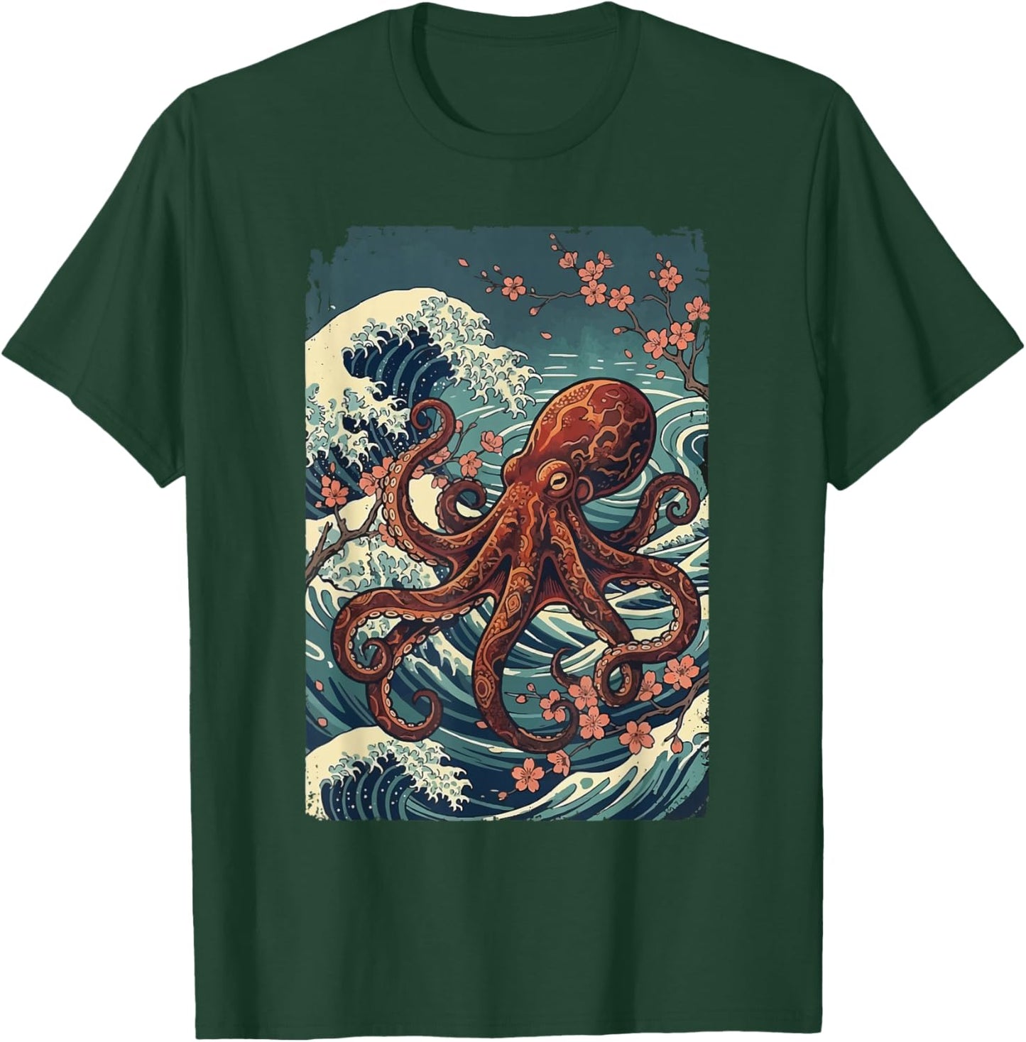 Octopus Japanese Kraken T-Shirt - T-Shirt | Forest