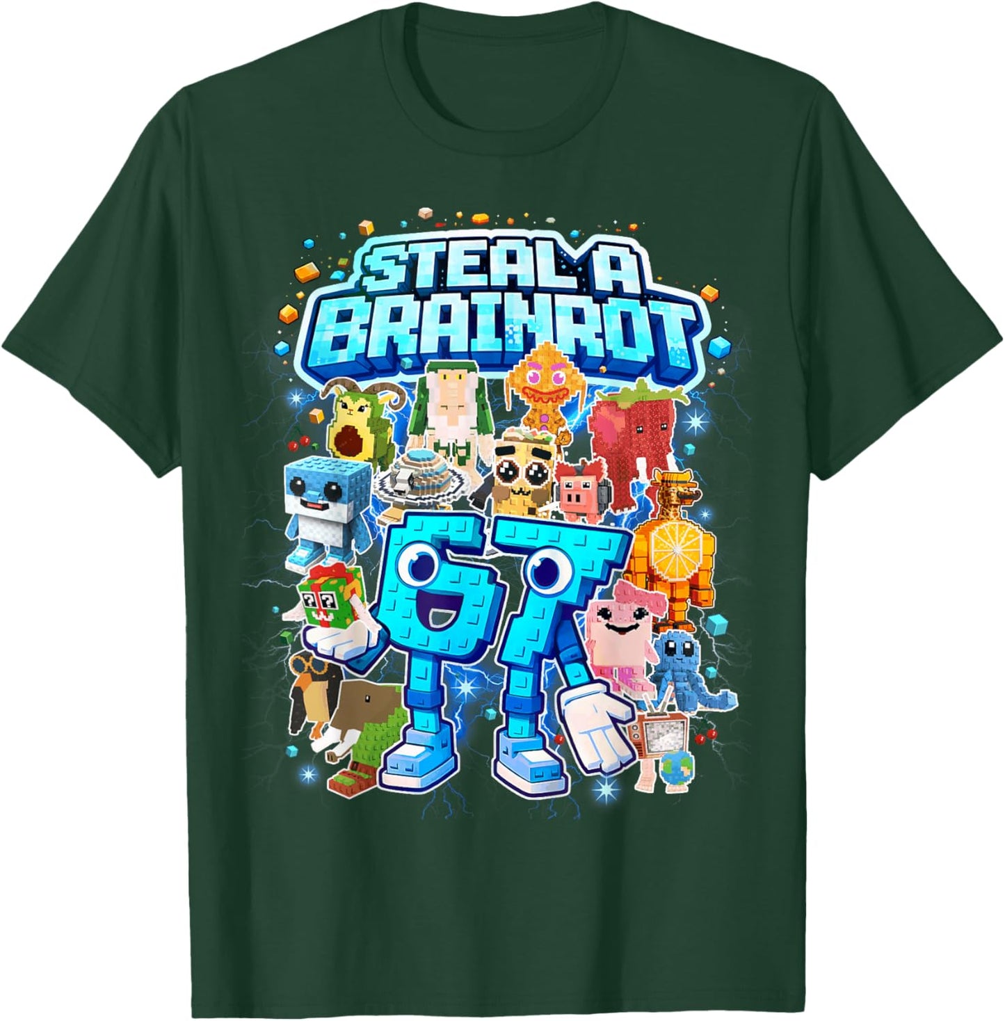 Six Seven 67 Steal a Brainrot Meme Funny Gifts for Kids Boys T-Shirt - T-Shirt | Forest