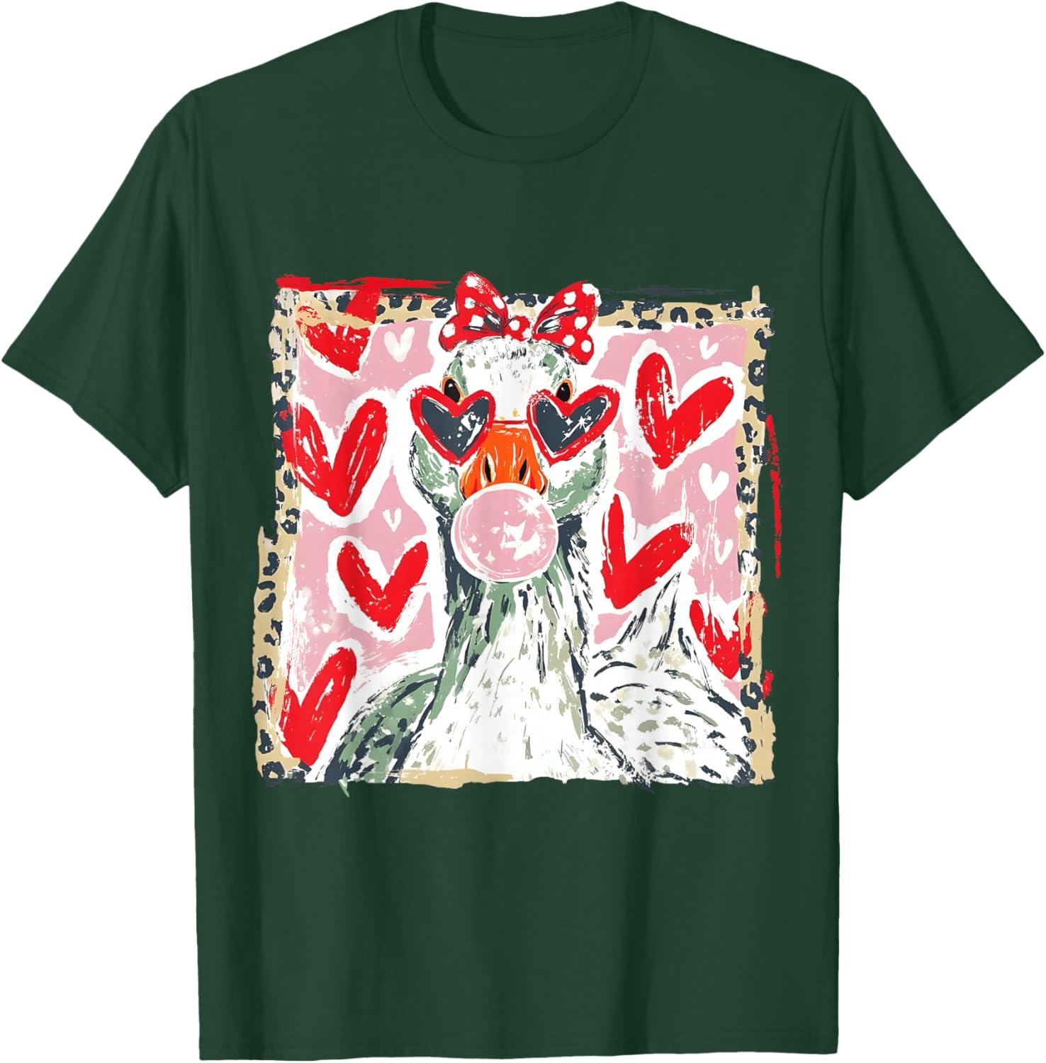 Leopard Valentine's Day Goose Cute Goose Lover Love Quote T-Shirt - T-Shirt | Forest