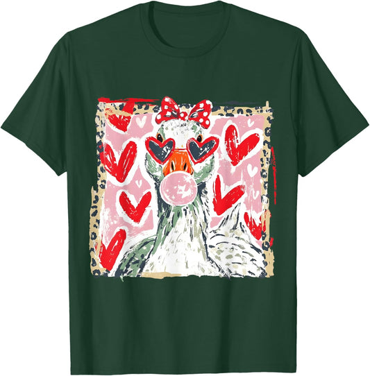 Leopard Valentine's Day Goose Cute Goose Lover Love Quote T-Shirt - T-Shirt | Forest