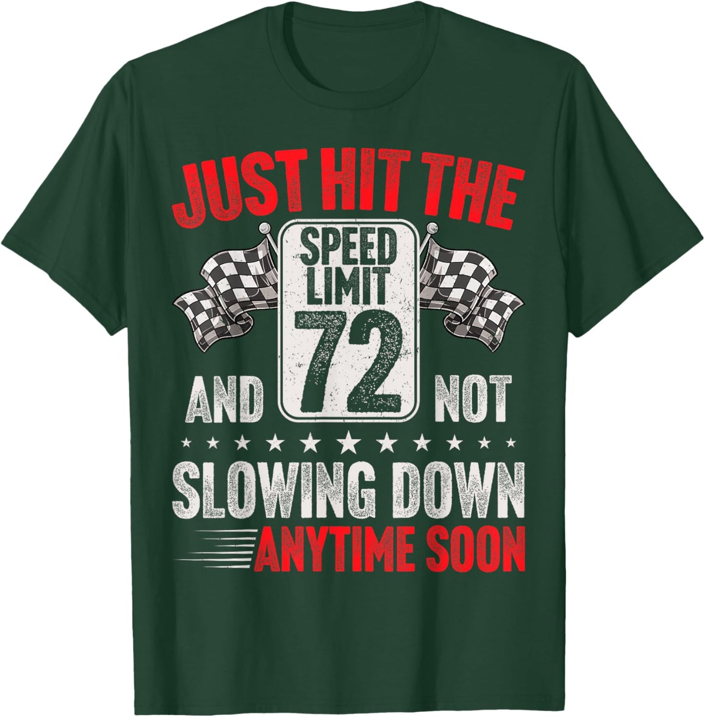 72nd Birthday Speed Limit Sign Funny Racing 72 Years Old T-Shirt - T-Shirt | Forest