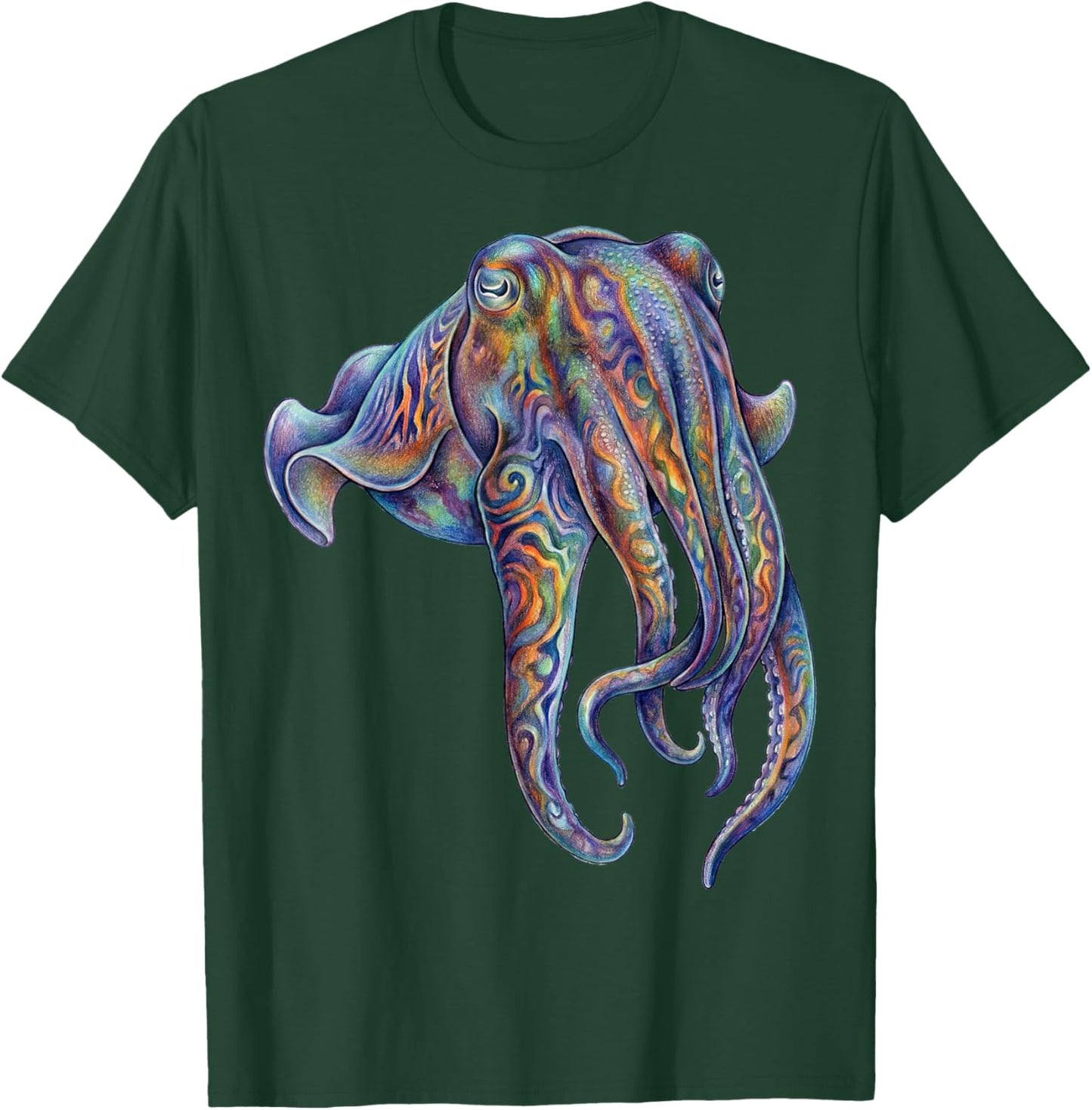 Cuttlefish Abstract Ocean Art Marine Life Colorful T-Shirt - T-Shirt | Forest