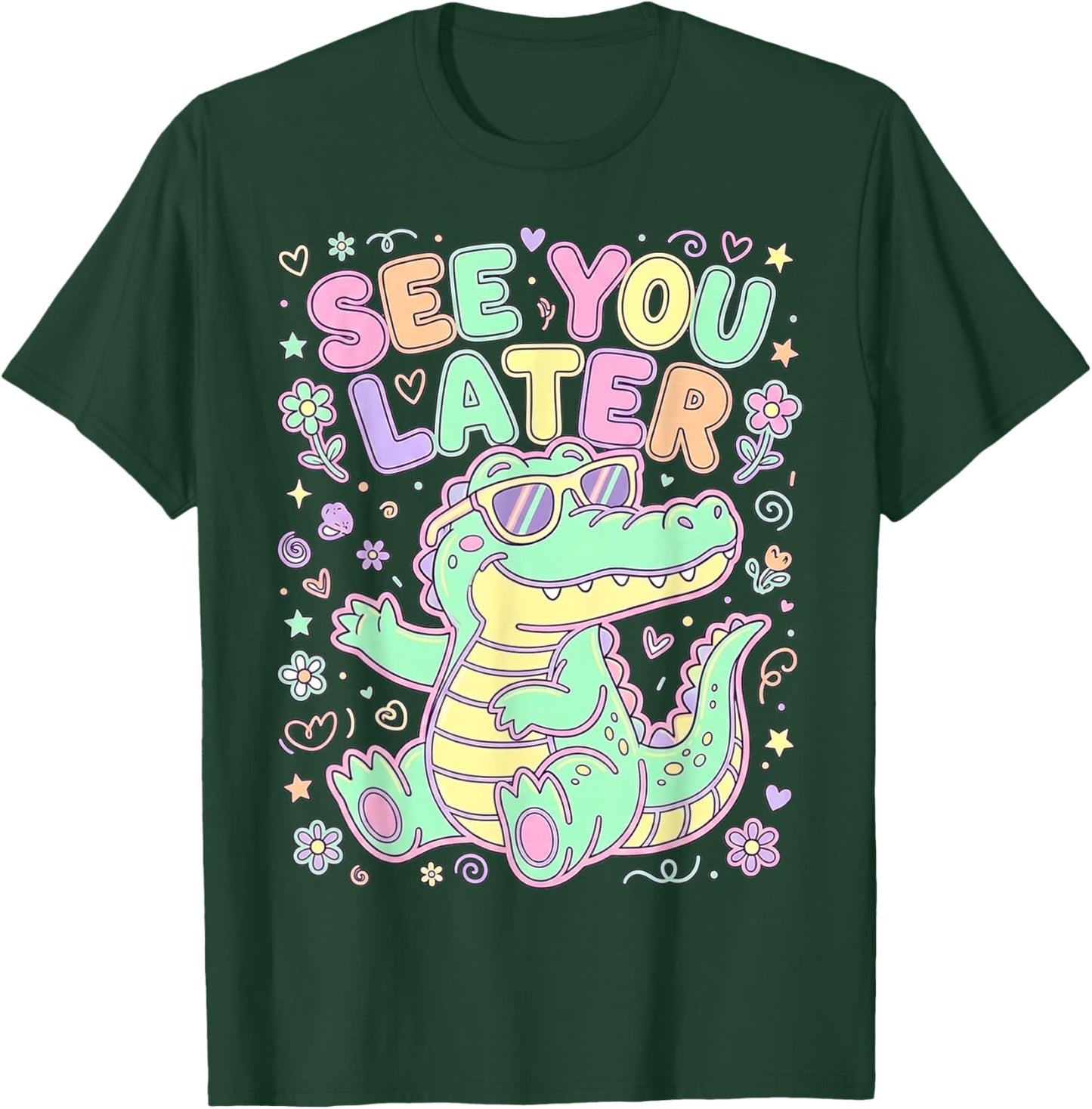See You Later Cute Pastel Alligator Sunglasses Men Women Kid T-Shirt - T-Shirt | Forest