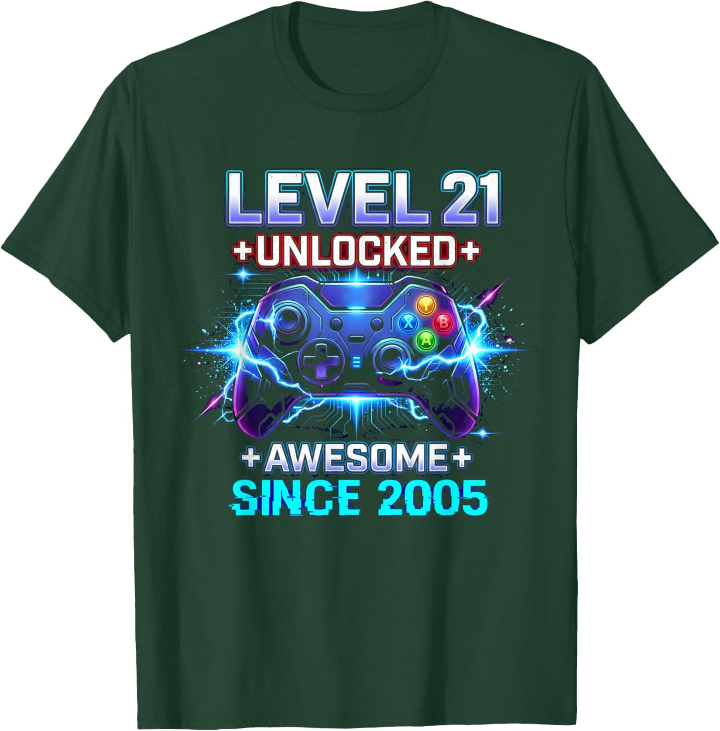 Level 21 Unlocked Awesome Since 2005 21st Birthday Boy Gamer T-Shirt - T-Shirt | Forest