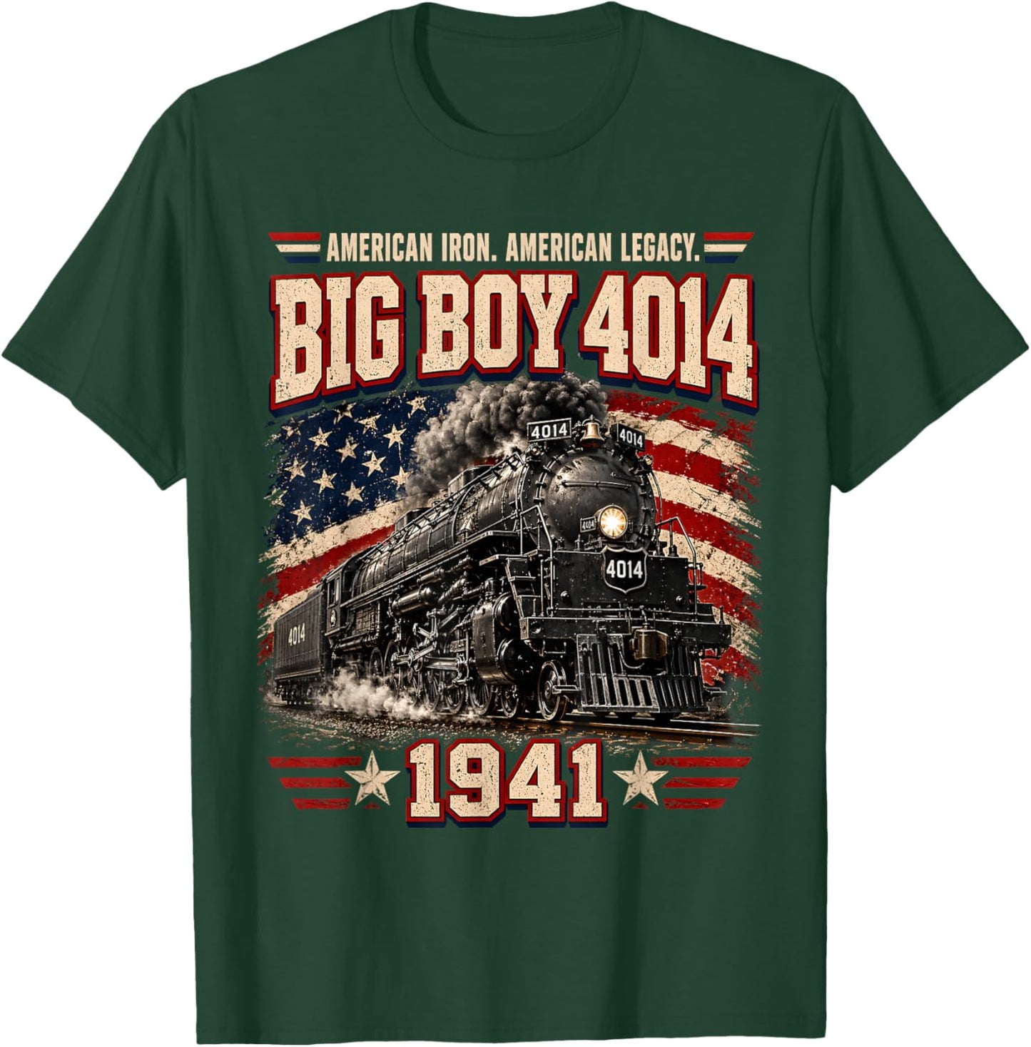 Big Boy 4014 Vintage Steam Locomotive Railroad Train Engine T-Shirt - T-Shirt | Forest