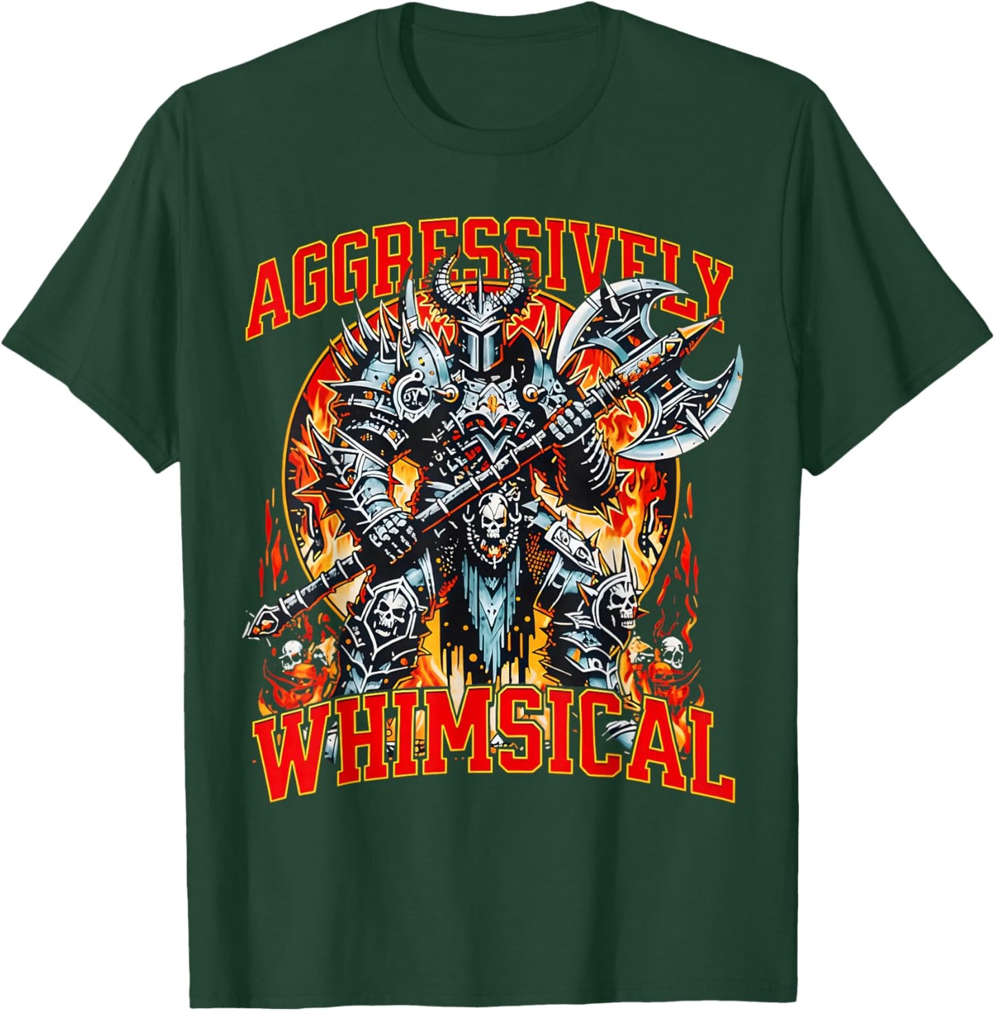 Aggressively Whimsical Dark Fantasy Warrior Battle Design T-Shirt - T-Shirt | Forest