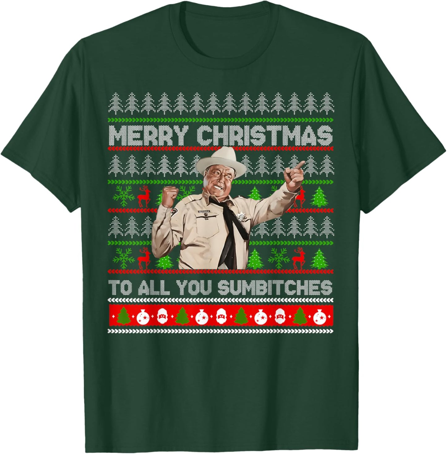 Merry Christmas to All You Sumbitches Ugly Sweater Retro T-Shirt - T-Shirt | Forest
