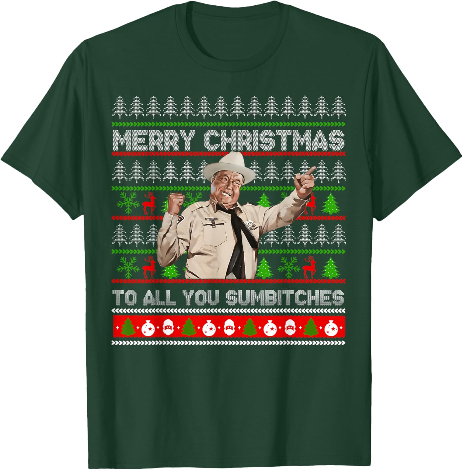 Merry Christmas to All You Sumbitches Ugly Sweater Retro T-Shirt - T-Shirt | Forest
