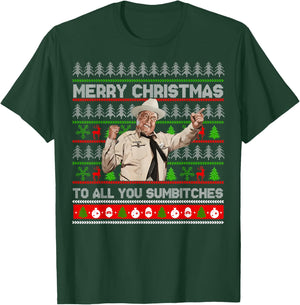Merry Christmas to All You Sumbitches Ugly Sweater Retro T-Shirt - T-Shirt | Forest