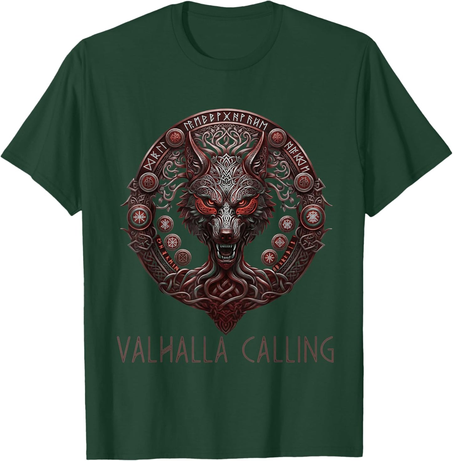 Wolf of Odin Roots Tree of Life Valhalla Calling Celtic T-Shirt - T-Shirt | Forest