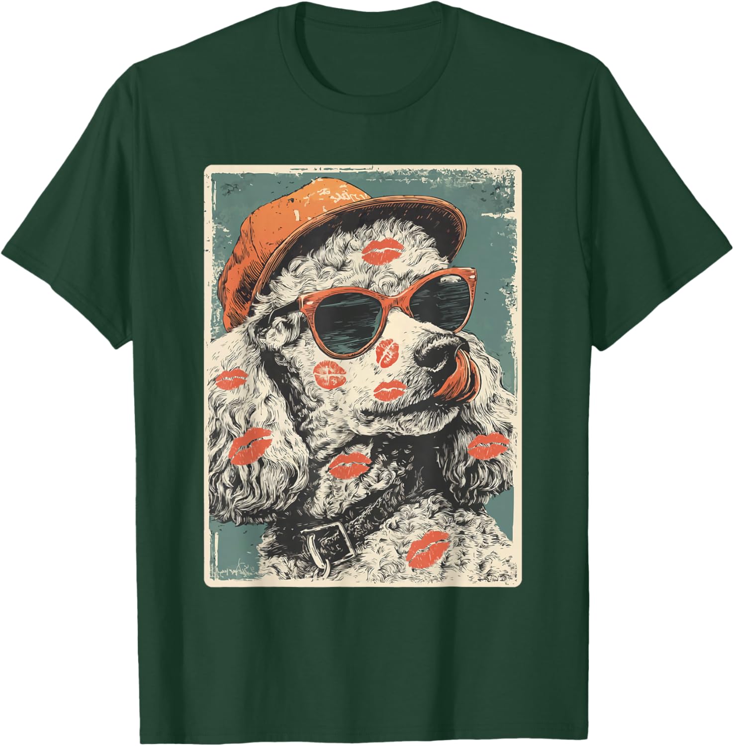 Cute Poodle Dog with Sunglasses Kisses Valentine's Day T-Shirt - T-Shirt | Forest