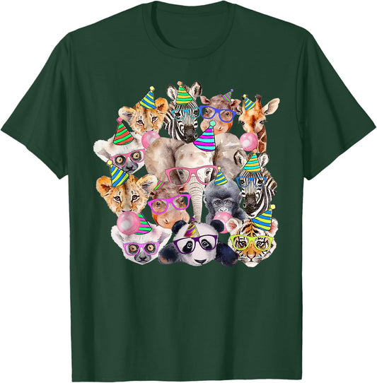 Zoo Animals Wildlife Birthday Party Zoo Day Animals T-Shirt - T-Shirt | Forest