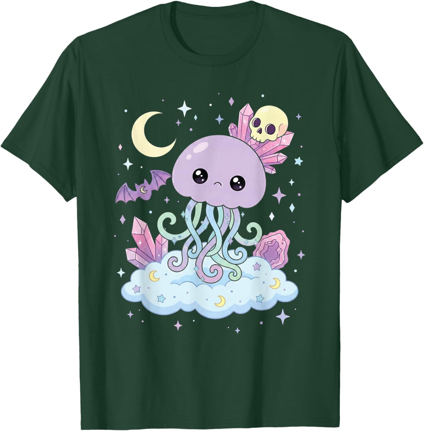 Jellyfish Pastel Goth Kawaii Cute Goth Bat Jellyfish T-Shirt - T-Shirt | Forest