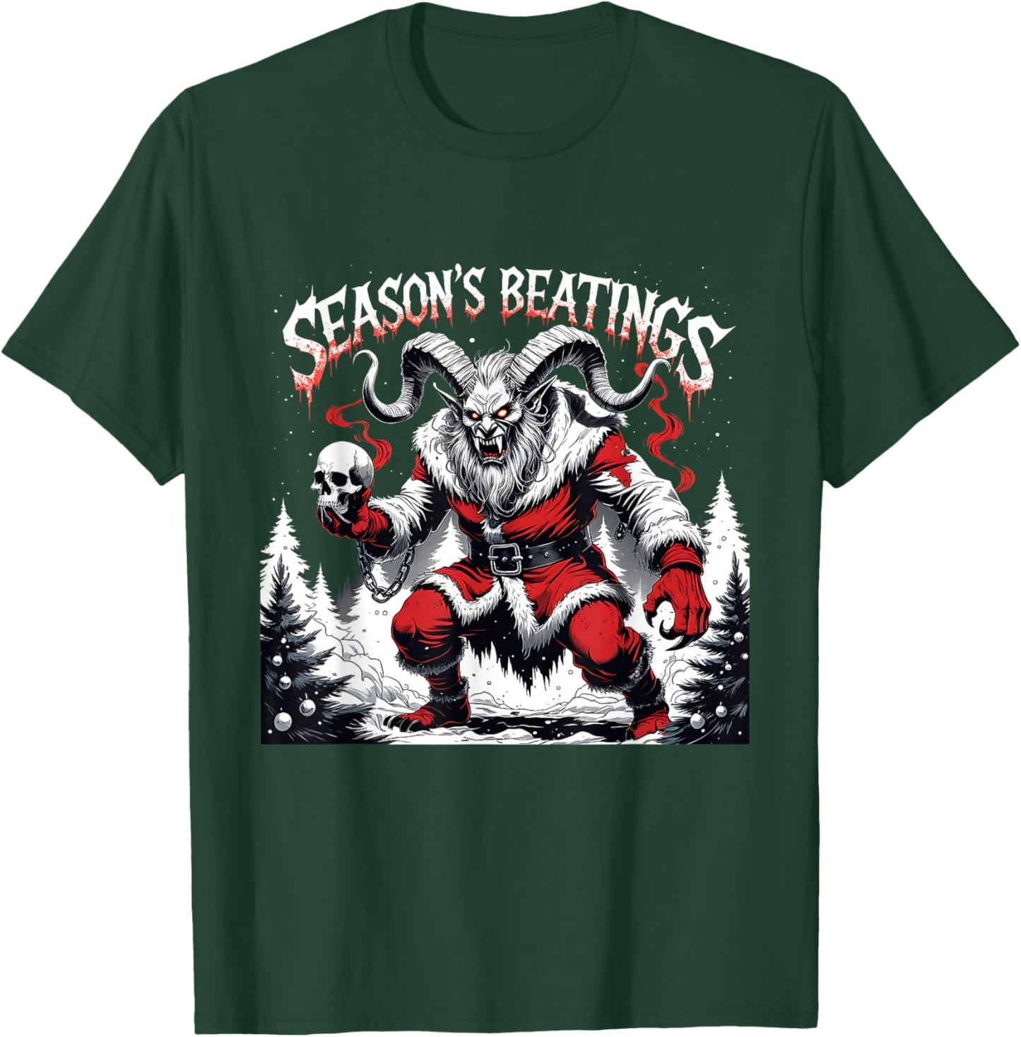 Season’s Beatings Krampus Horror Christmas T-Shirt - T-Shirt | Forest