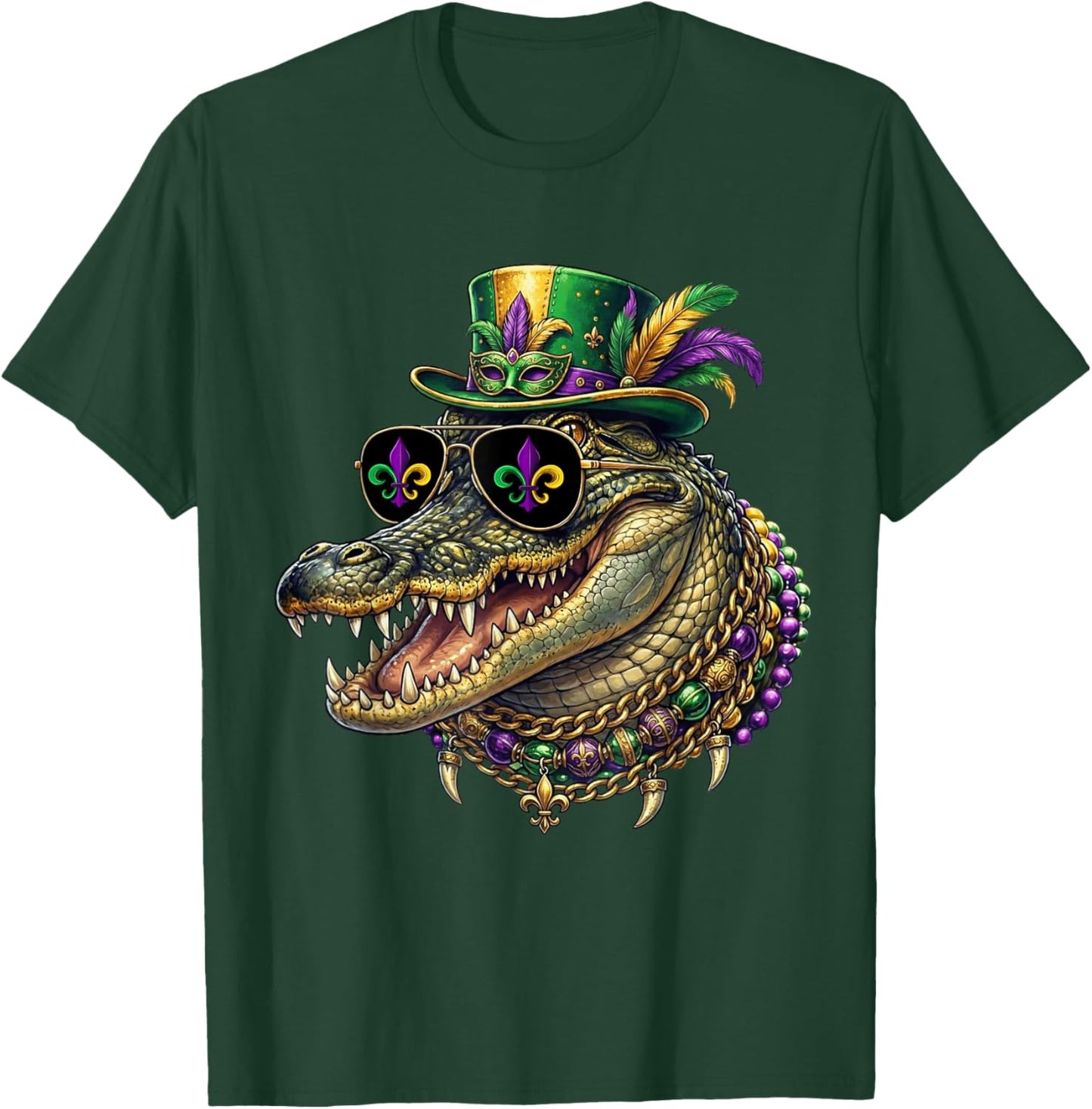 Mardigator Mardi Gras Alligator Costume Funny Mardi Gras T-Shirt - T-Shirt | Forest