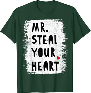 Funny Mr Steal Your Heart Boys Kids Toddlers Valentines Day T-Shirt - T-Shirt | Forest