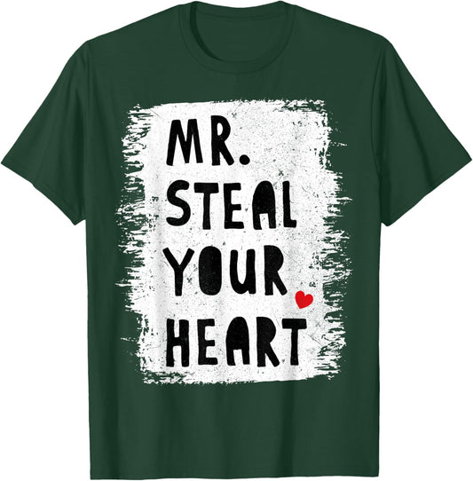 Funny Mr Steal Your Heart Boys Kids Toddlers Valentines Day T-Shirt - T-Shirt | Forest