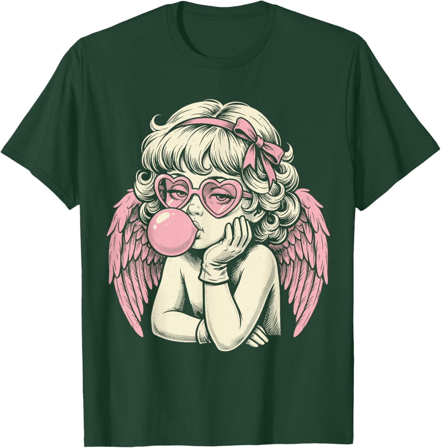 Cute Vintage Cupid Blowing Bubble Gum T-Shirt - T-Shirt | Forest