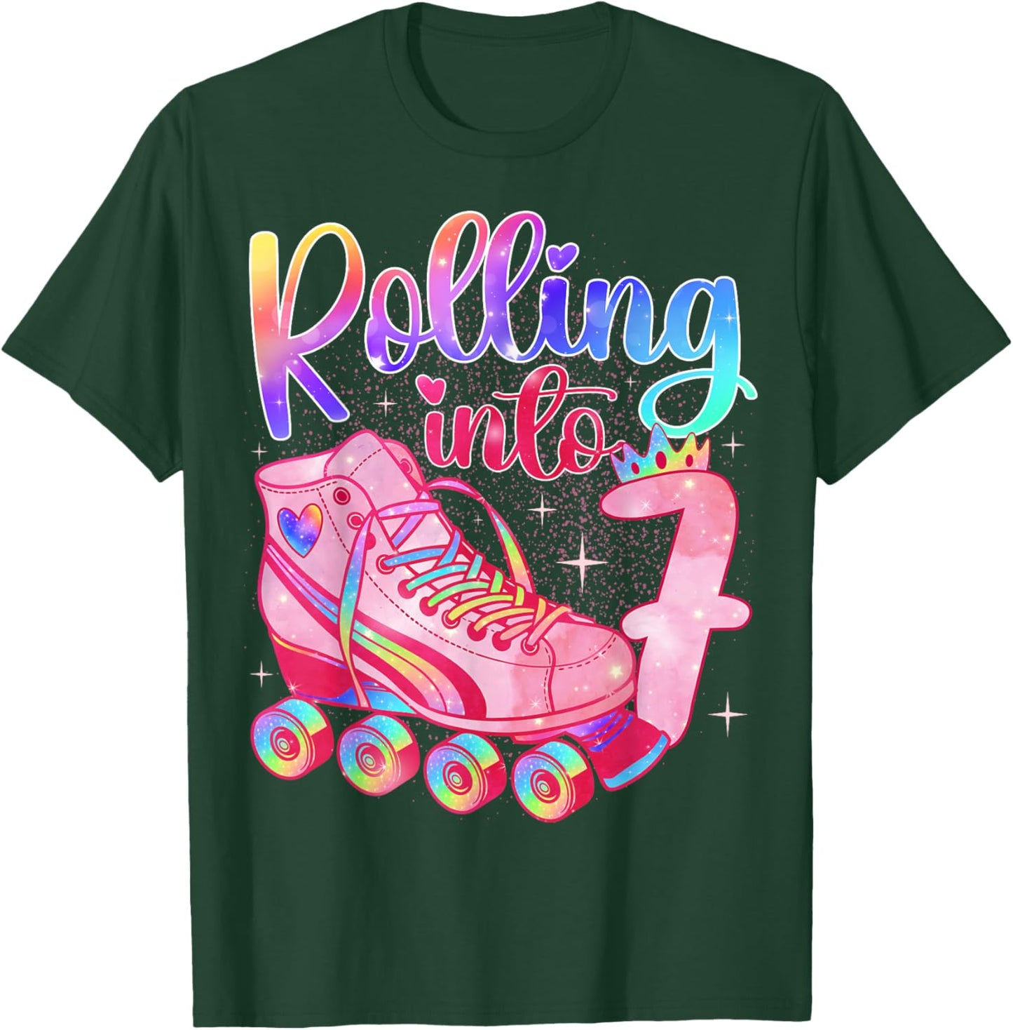 Rolling Into 7 Years. Lets Roll I'm Turning 7 Roller Skates T-Shirt - T-Shirt | Forest