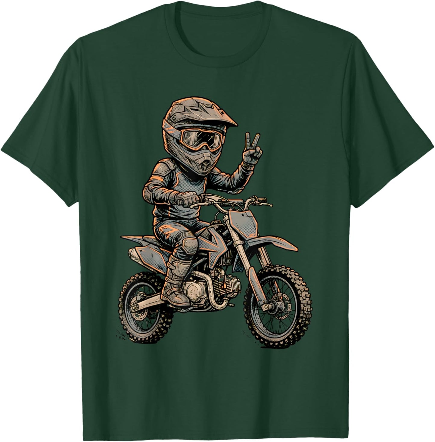 Dirt Bike Art Rider Motocross Motorcycle Dirtbike Boys Kids T-Shirt - T-Shirt | Forest