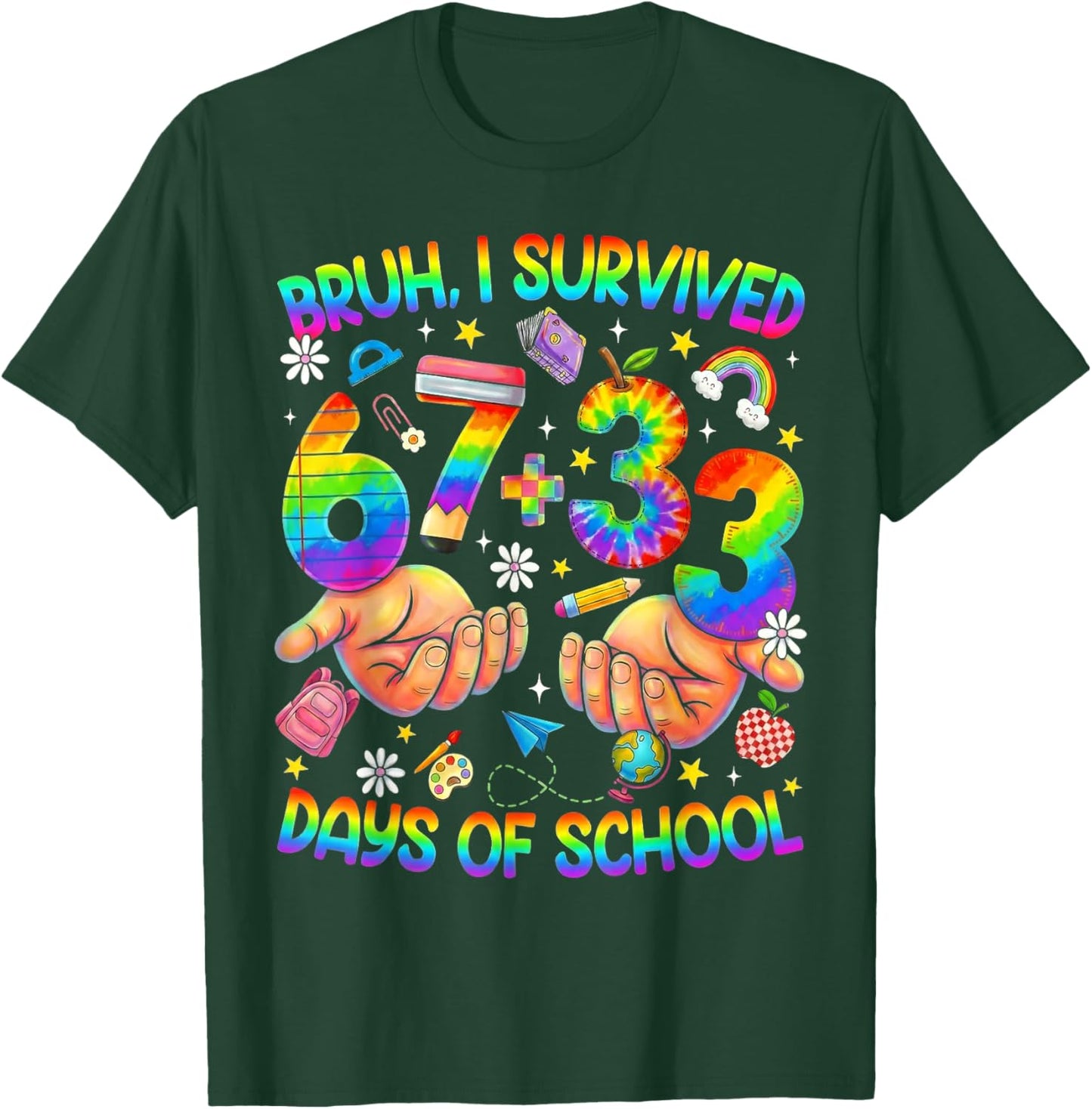 Bruh Its My 67 33 Days of School Funny Boys Kids 100th Day T-Shirt - T-Shirt | Forest