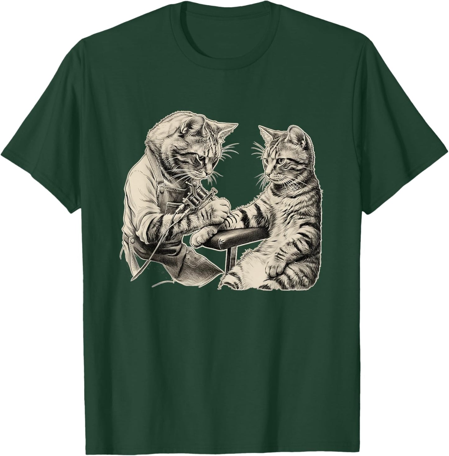 Cat Tattooing Cat Funny Meme Inked Kitty Humor Tattoo Artist T-Shirt - T-Shirt | Forest
