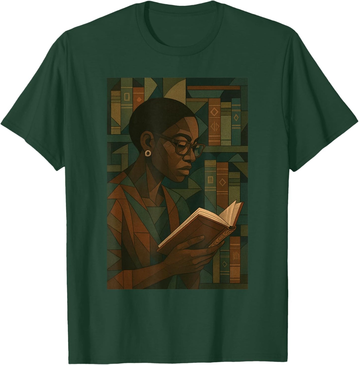 Geometric Black History Educated Women Teacher Book Melanin T-Shirt - T-Shirt | Forest